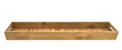 XXL Holz Deko Tablett eckig - 95 x 12 cm - Servier Kerzen Schale m. Griff