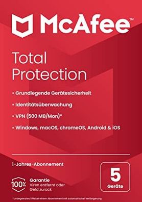 McAfee Total Protection 2023 - 1, 3, 5 oder 10 Geräte 1- 3 Jahre