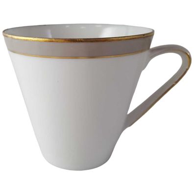 Kaffeetasse Hertel Jacob Rehau grau Goldrand H 7,2 cm D 7,6
