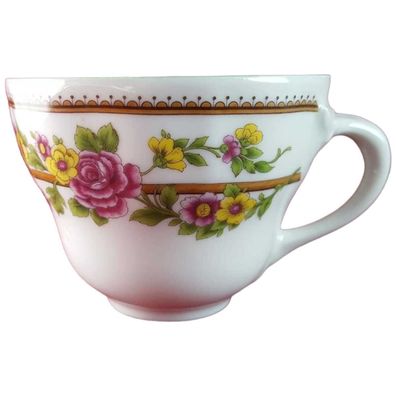 6er Set Kaffeetasse 6,8 cm Schaller bunte Blumendekor mit Grünrand