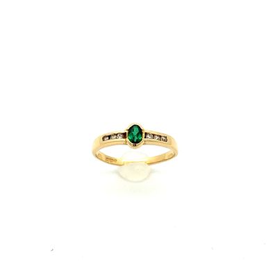 Smaragd Ring mit Zirkonia in Gelbgold 18 kt, Gr. 57