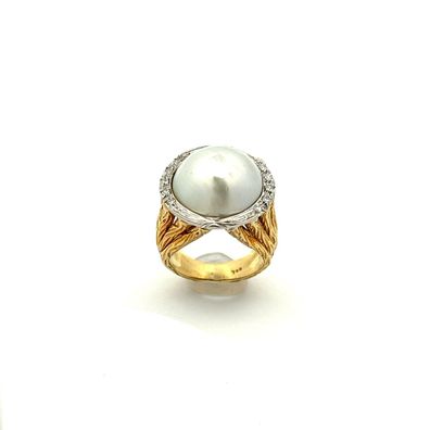 Damen Ring 750er Gold Mabe-Perle & Brillanten * Einzelstück*