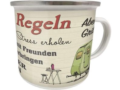 Kult Emaille Becher 0,5 L - Camping Regeln, EB 37