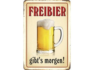 Freibier gibt´s morgen, Blechschild 20x30 cm, PC300/465