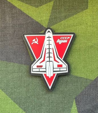 PVC Patch "Buran" m. Klett Weltraum UdSSR Shuttle Abzeichen Aufnäher Russland Armee