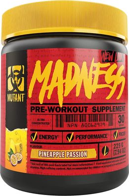 Mutant Madness Pre-Workout Supplement Ananas-Passion (1 x 225 g)