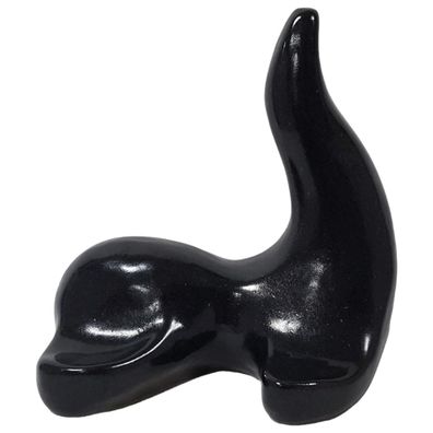 Seehund Walross Figur Deko Keramik schwarz H 17,5 cm