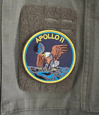 Patch "Apollo 11" m. Klett Weltraum Mondlandung USA NASA Abzeichen Aufnäher Space