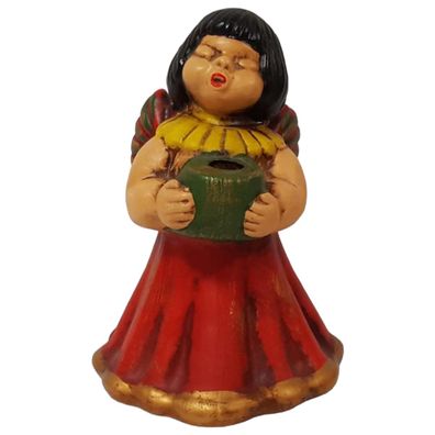 Weihnachten Singende Engel Rot Figur Kerzenhalter Keramik H 15,5 cm