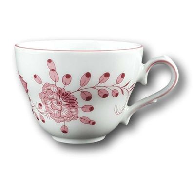 Kaffeetasse Tirschenreuth Unbekannte Formen Blumenmuster mit rosa Rand H 6,5 cm