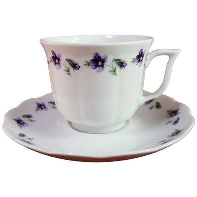 Kaffeetasse mit Untertasse Seltmann Vohenstrauß violet Blume
