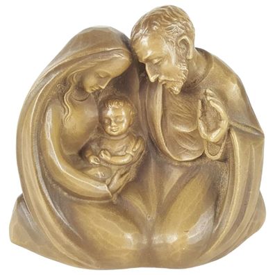 Maria und Josef mit Kind Relief Skulptur Heiligenfigur Kunststoff H 13,4 cm