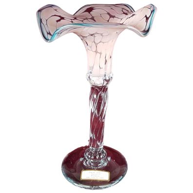 Römische Glashütte Kerzenhalter Mundgeblasen Handgeformt H 28,7 cm