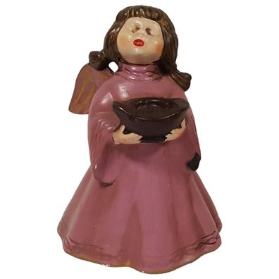 Weihnachten Singende Engel Lila Figur Kerzenhalter Keramik H 15,5 cm