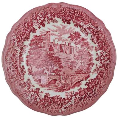Kuchenteller 20,2 cm Historismus J & G Meakin England Haddon Hall Rot