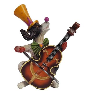 vianmo Kunststein Figur Skulptur Hund in Clownskostüm mit Instrument handbemalt ...