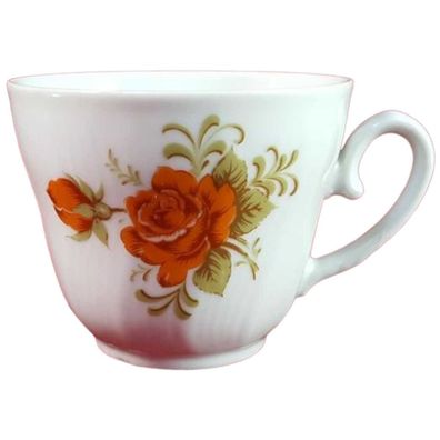 Kaffeetasse 6,9 cm Winterling Kirchenlamitz Rillenrelief Orange Blume