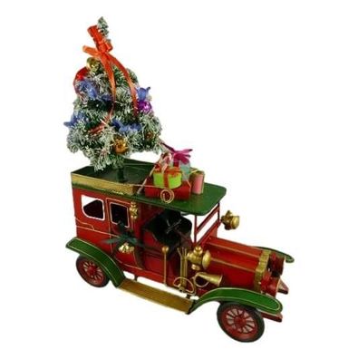 vianmo Blechmodell Blechauto Modellauto Oldtimer mit Weihnachtsbaum Weihnachtsdeko...