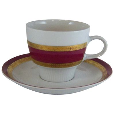 Kaffeetasse mit Untertasse Mitterteich Form 870 Goldrand-Rot