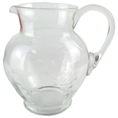 Glaskrug Glas Wasserkanne Kanne Trauben Schliff H 19,5 cm