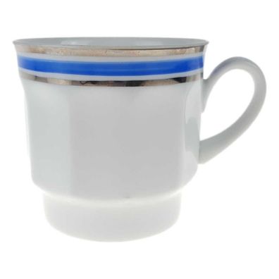 Kaffeetasse Seltmann Vohenstrauß Unbestimmte Formen Platinrand blau