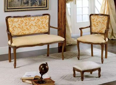 Klassische Sitzgarnitur Polstermöbel Designe Sitzbank Hocker Stühle