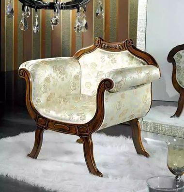 Klassischer Luxus Einsitzer Polster Sitz Textilmöbel Designer Sessel