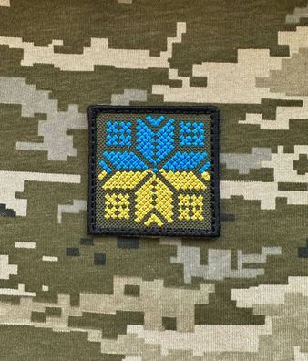 Patch Ornament Ukraine Blau - Gelb, Klett Aufnäher Morale Abzeichen Armee Outdoor