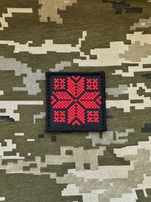 Patch Ornament Ukraine Rot Schwarz, Klett Aufnäher Morale Abzeichen Armee Outdoor