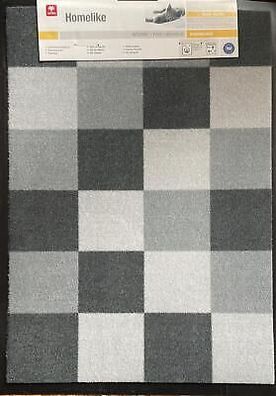 Fußmatte Homelike Quadratmuster grau | 50x70 cm strapazierfähig und rutschfest