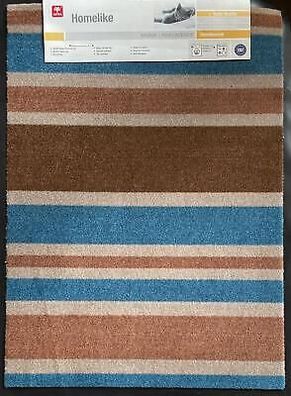 Fußmatte Homelike gestreift braun blau | 50x70 cm strapazierfähig und rutschfest