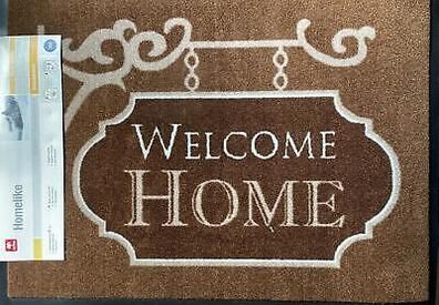 Fußmatte Homelike Welcome Home braun | 50x70 cm strapazierfähig und rutschfest