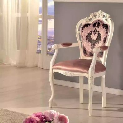 Stuhl mit Armlehne Esszimmerstuhl Holz Klassischer Möbel Polster Textil