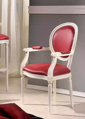 Klassischer Stuhl mit Armlehne Designer Polsterstuhl Sitzmöbel Esszimmerstuhl