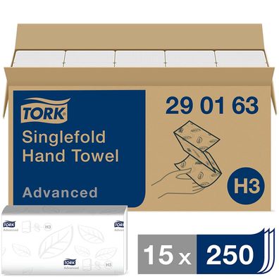 TORK Papierhandtücher 290163 H3 Advanced Soft Zick-Zack-Falzung 2-lagig 3.750 Tüche