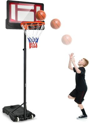 Basketballständer 90-210 cm höhenverstellbar, Basketballkorb mit Ständer & 2 Rädern