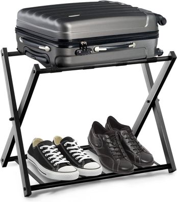 1 Kofferständer klappbar, Gepäckständer schwarz, Gepäckablage Metall, für Hotel