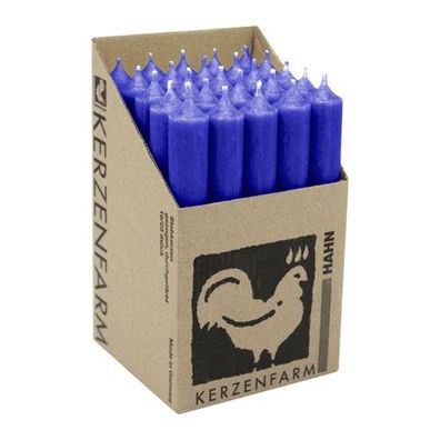 Stabkerzen aus Paraffin, 180/22 mm, Blau, Kerzenfarm HAHN, Brenndauer ca. 8h, 25