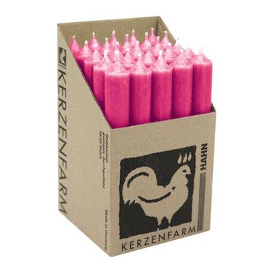 Stabkerzen aus Paraffin, 180/22 mm, Pink, Kerzenfarm HAHN, Brenndauer ca. 8h, 25