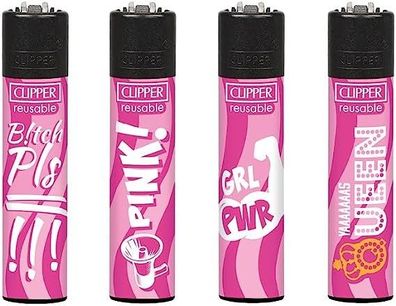 4er-Pack Clipper® reusable Feuerzeuge Pink Power Collection