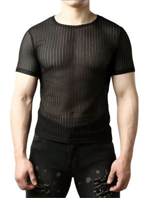 Herren Mesh T-Shirt Unterhemd S-2XL See Through Fitness Top Slim Fitted Muscle Tee