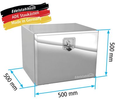 ADE Werkzeugkasten Edelstahl, Deckel poliert 500 x 500 x 500 mm, Staukasten, Staub...