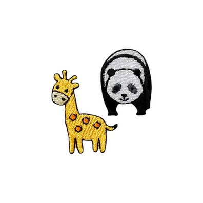 Mono Quick 06026 Giraffe und Panda, klein 2er SET Bügelbild, Patch, Savanne