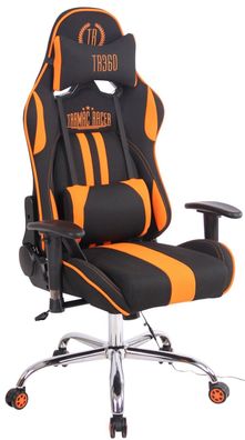 Bürostuhl mit Heizfunktion Stoffbezug schwarz/ orange Gaming Stuhl Gamer Zocker