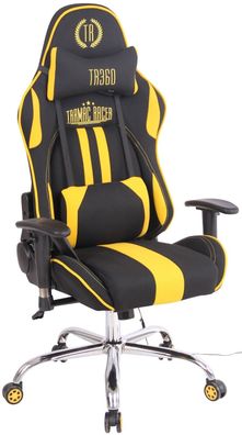 Bürostuhl mit Heizfunktion Stoffbezug schwarz/ gelb Gaming Stuhl Gamer Zocker