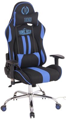 Bürostuhl mit Heizfunktion Stoffbezug schwarz/ blau Gaming Stuhl Gamer Zocker