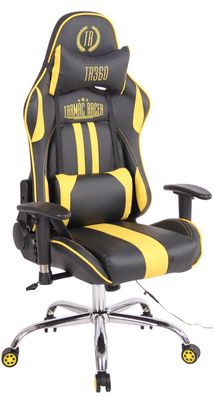 Bürostuhl mit Heizfunktion Kunstleder schwarz/ gelb Gaming Stuhl Gamer Zocker