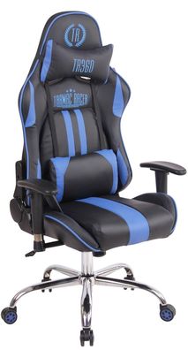 Bürostuhl mit Heizfunktion Kunstleder schwarz/ blau Gaming Stuhl Gamer Zocker
