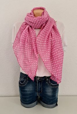 Blogger Italy Schal Tuch Seide/ Baumwolle asymetrisch mittelgroße Punkte Pink