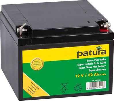 PATURA Super-Vlies-Akku für 9 Volt Akkugeräte 32 AH Weidezaunbatterie Weidezaun